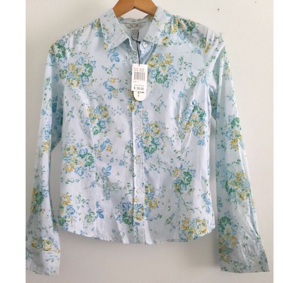 Soho Babe New York Light Blue Florals LS ButtonUp Shirt Jr. Sz Large NWT - Picture 3 of 16